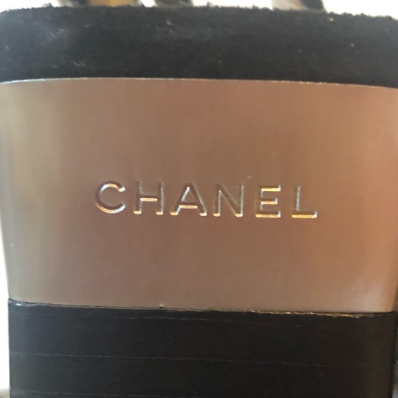 Chanel Cambon sling backs black suede with black patent toe EUC box & 2 dust bag - Picture 11 of 14
